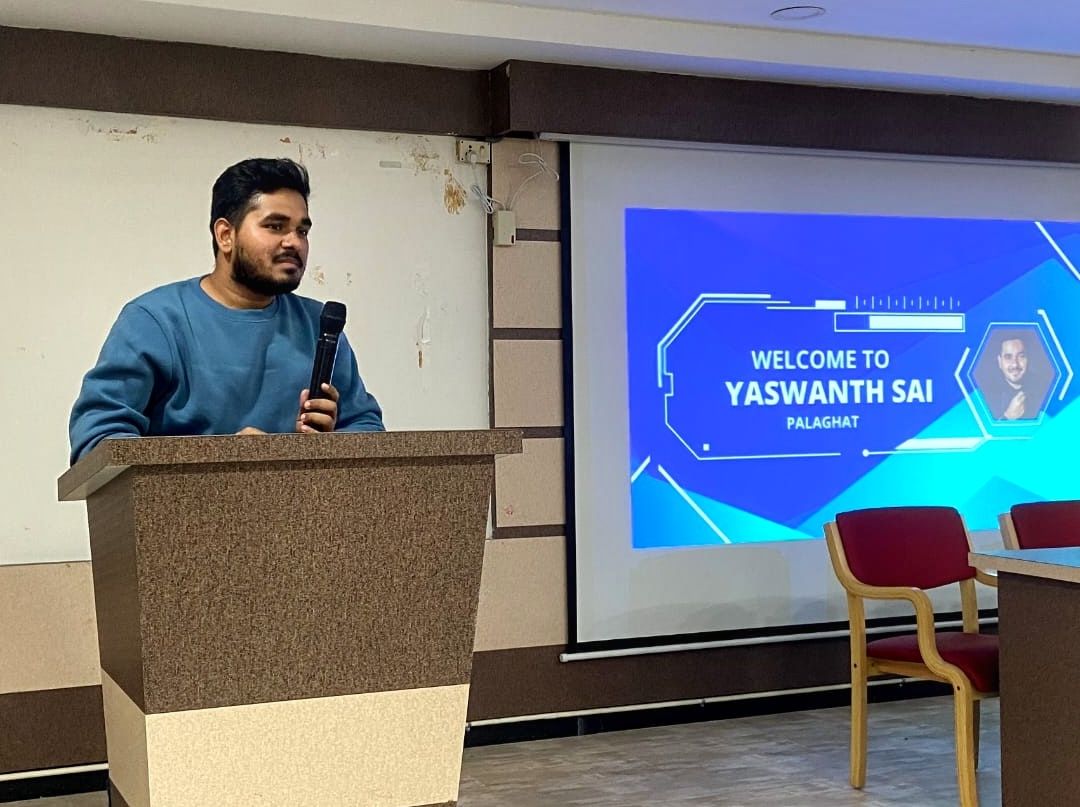 Yaswanth speaking at an event